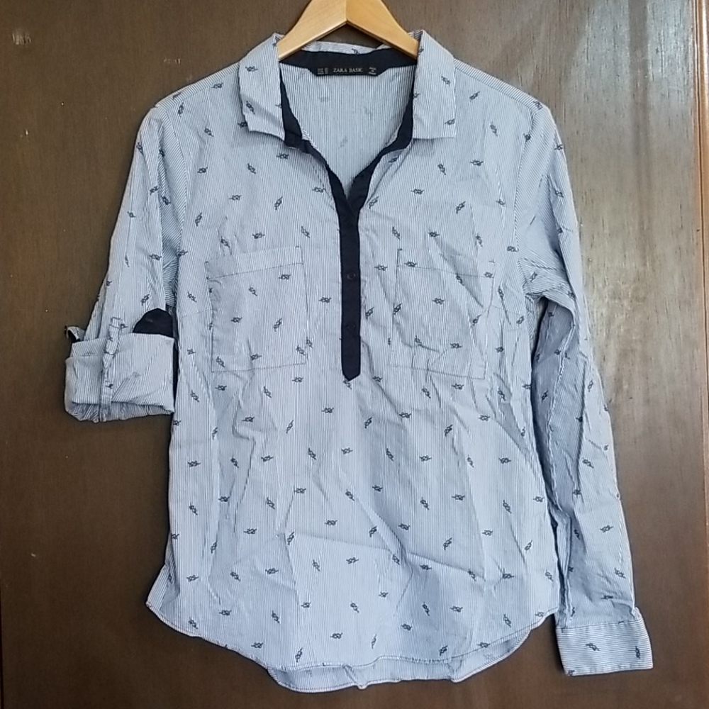 Zara Basic nautical blouse